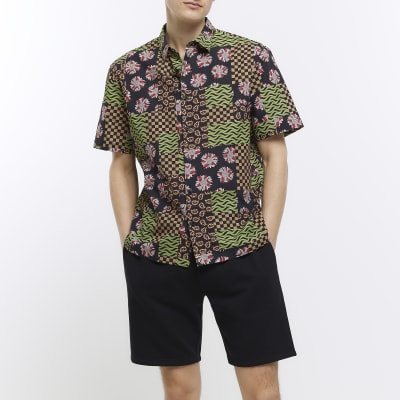 Black regular fit graphic print shirt