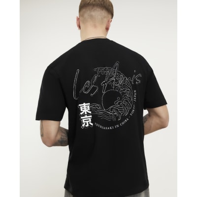 Black Regular Fit Graphic Print T-Shirt