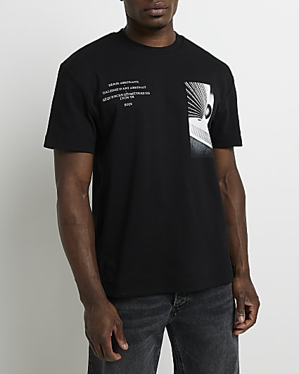 Black regular fit graphic t-shirt