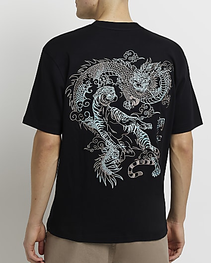 Black Regular fit graphic Tiger t-shirt