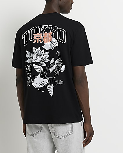 Black Regular fit graphic Tokyo t-shirt