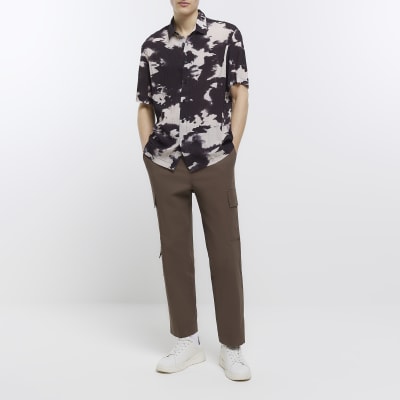 Black regular fit ink print shirt
