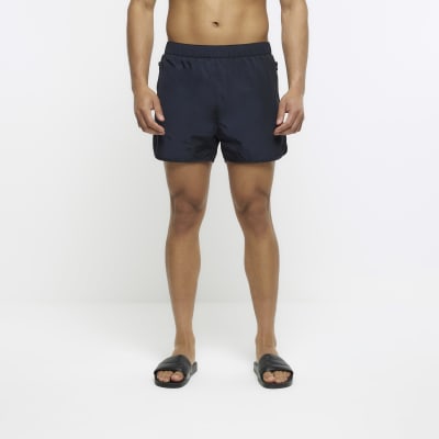 Black regular fit iridescent swim shorts