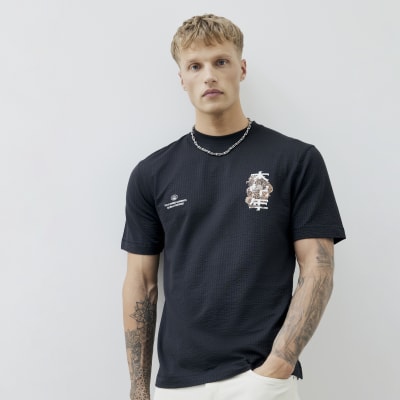 Black Regular Fit Japanese Dragon T-Shirt