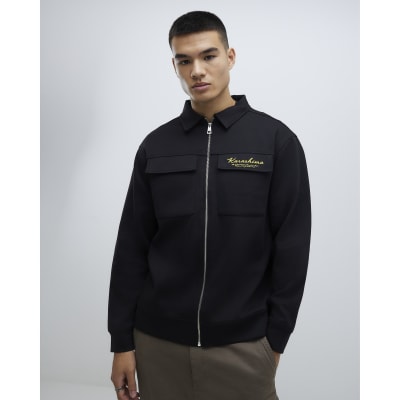 Black Regular Fit Japanese Snake Shacket