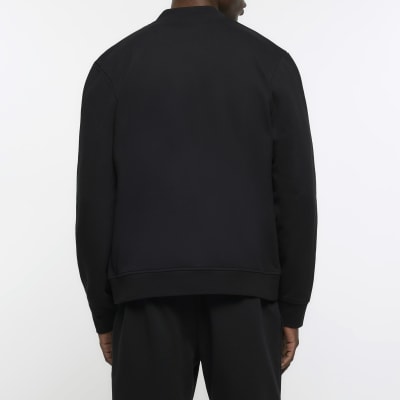 Black regular fit jersey bomber jacket