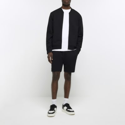 Black regular fit jersey bomber jacket