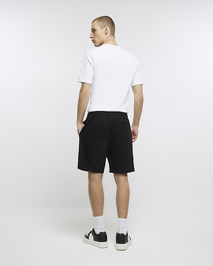 Black regular fit jersey shorts