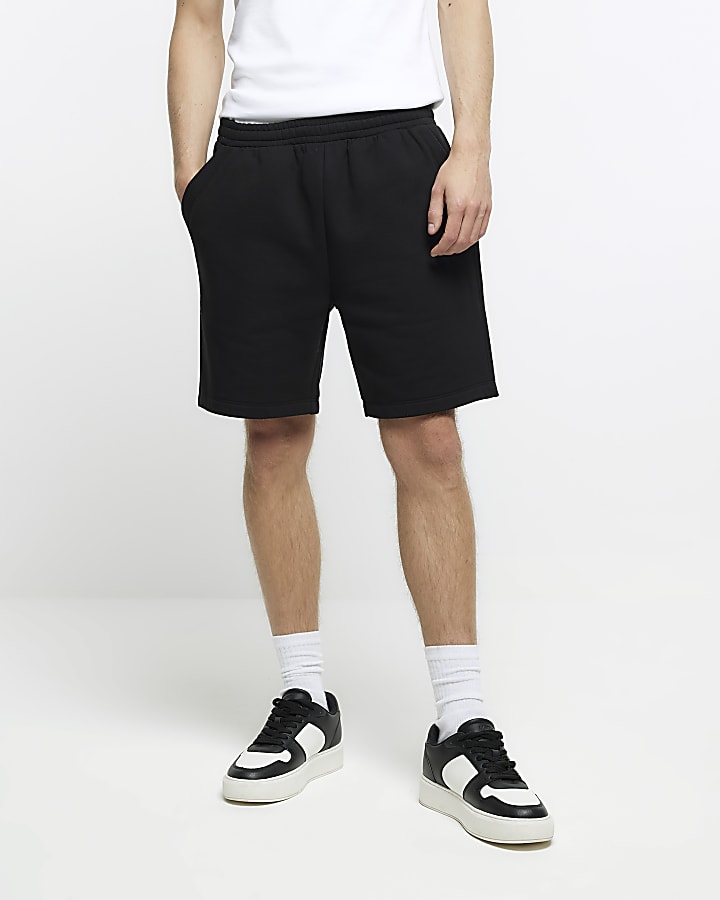 Black regular fit jersey shorts