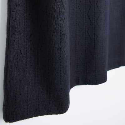 Black regular fit knitted t-shirt