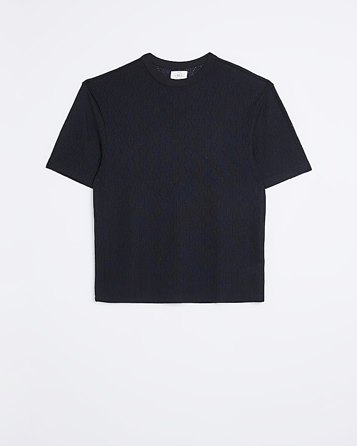 Black regular fit knitted t-shirt