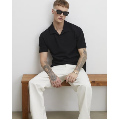 Black Regular Fit Lightweight Polo T-shirt