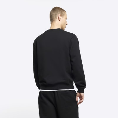 Black regular fit long sleeve sweatshirt