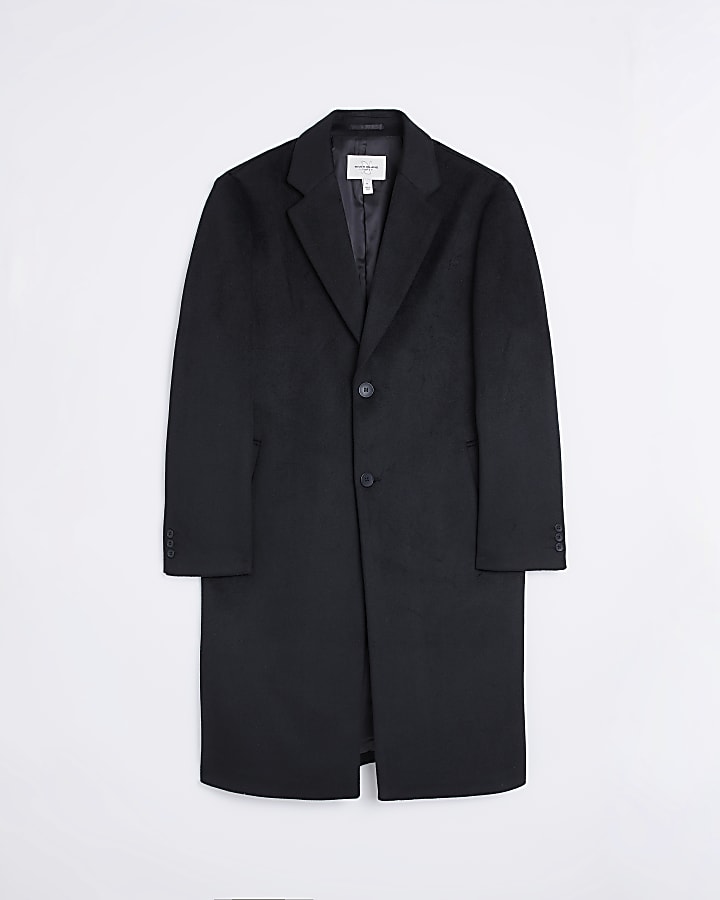 Black regular fit longline coat