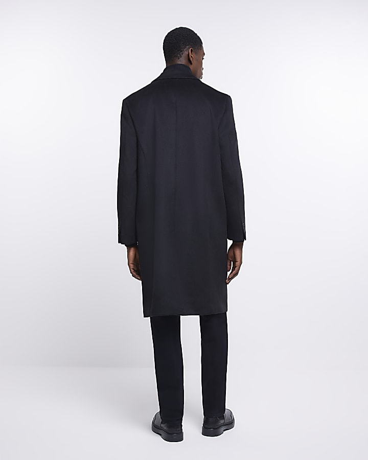 Black regular fit longline coat