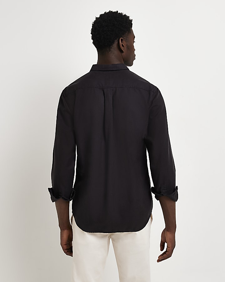 Black regular fit lyocell twill shirt