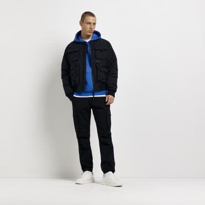 Black regular fit multi pocket jacket | River Island