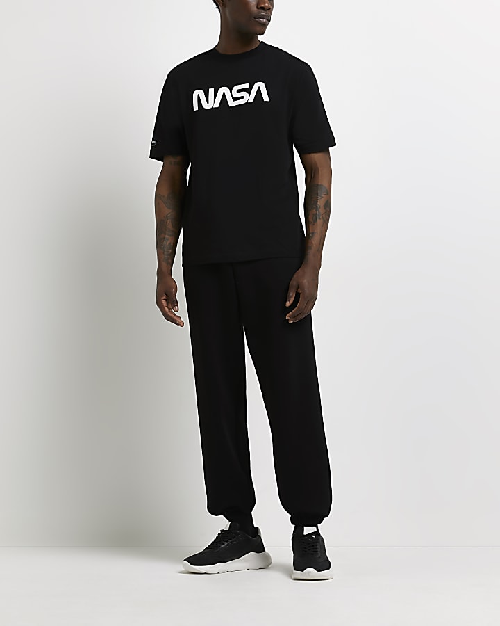 Black regular fit NASA branded t-shirt
