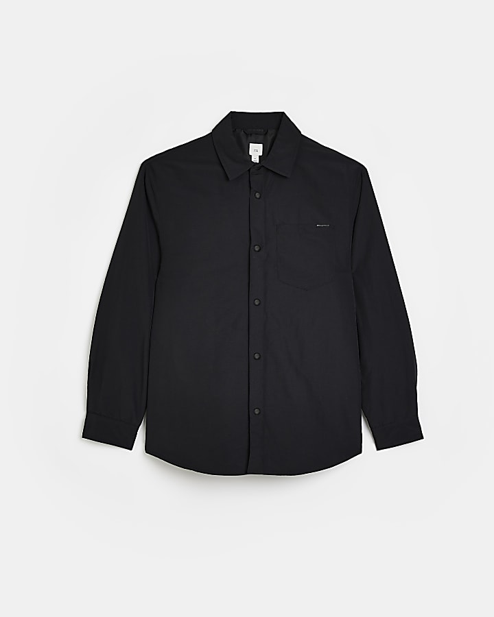 Black Regular fit Nylon Padded Overshirt