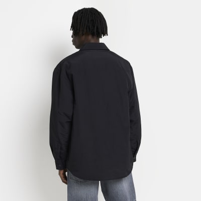 Black Regular fit Nylon Padded Overshirt | River Island