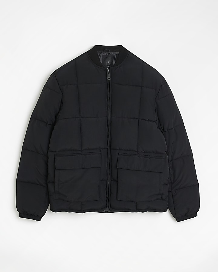 Black Regular fit Padded Bomber jacket