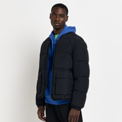 River Island Men's Quilted Bomber Jacket