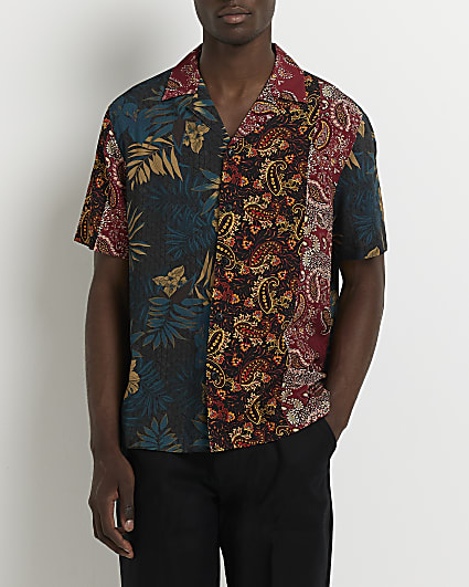 Black Regular fit Paisley Floral print shirt
