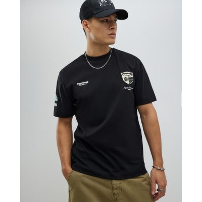 Black Regular Fit Penrose Crest T-Shirt