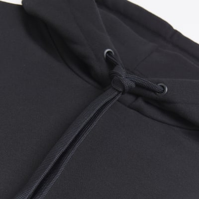 Black regular fit plain hoodie River Island