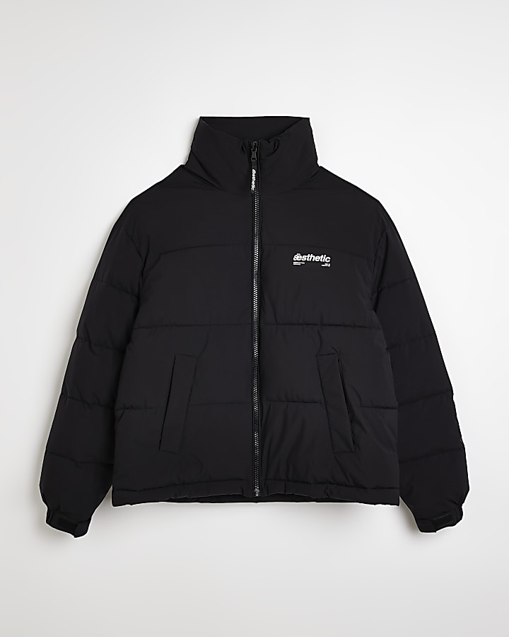 Black Regular fit puffer jacket