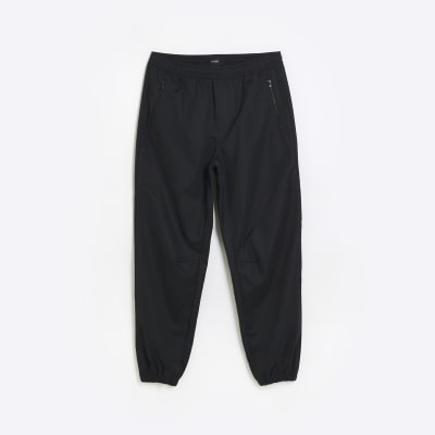 Black regular fit pull on cuffed trousers
