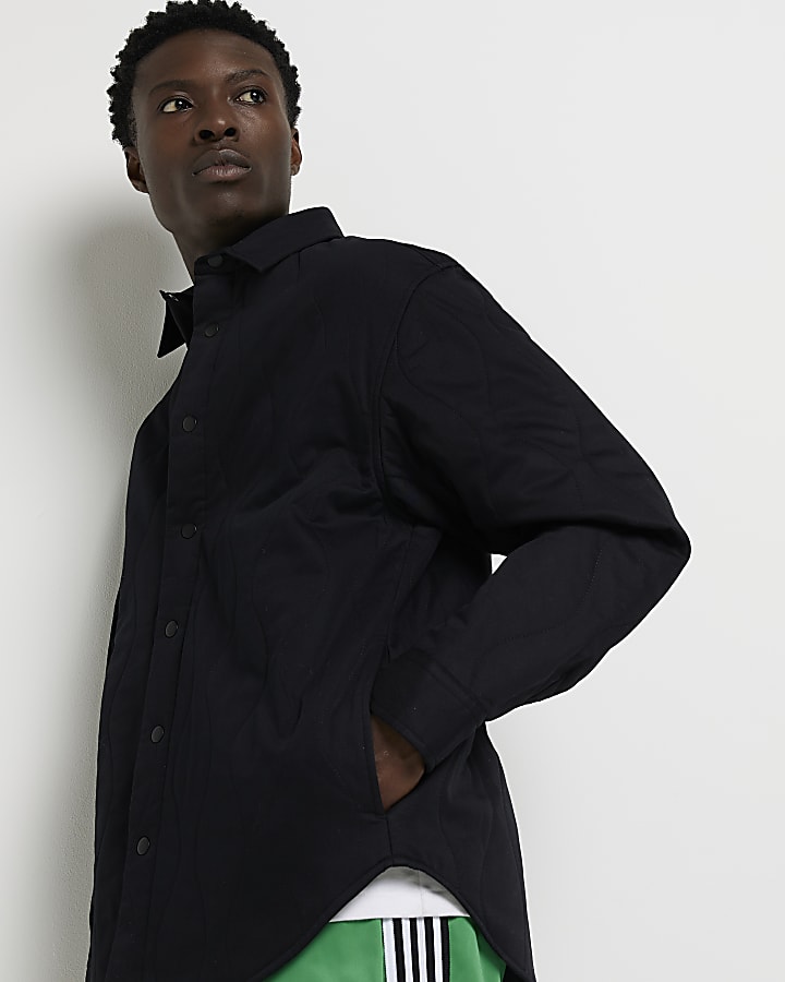 Black Regular fit Quilted overshirt