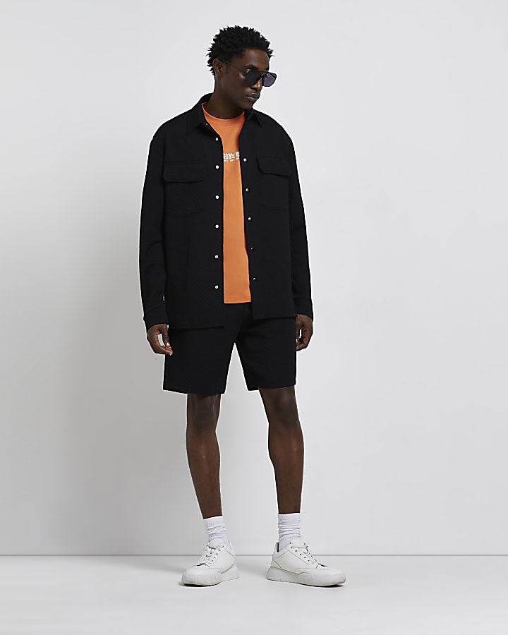 Black Regular fit quilted Overshirt