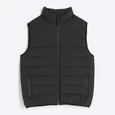 Black regular fit quilted puffer gilet | River Island