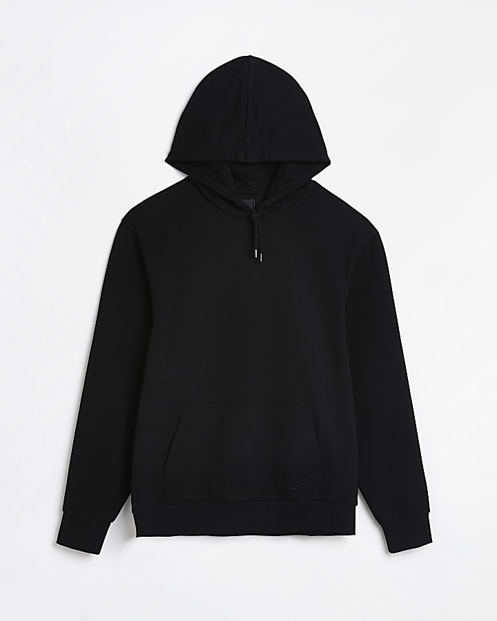 Black regular fit RI hoodie