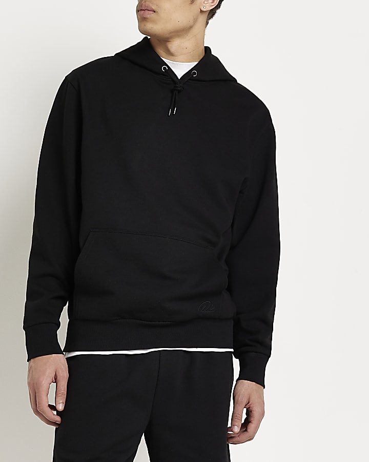 Black regular fit RI hoodie