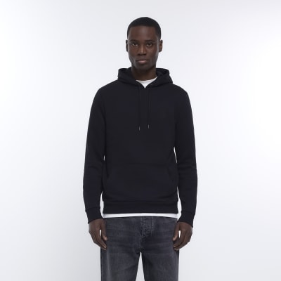 Black regular fit RI logo detail hoodie