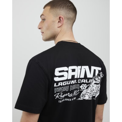 Black Regular Fit Saint Motorbike T-Shirt