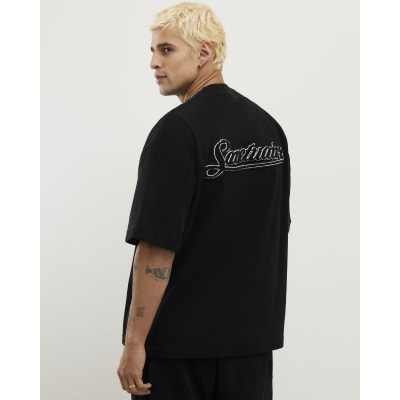 Black Regular Fit Sanctuaire Corduroy T-Shirt