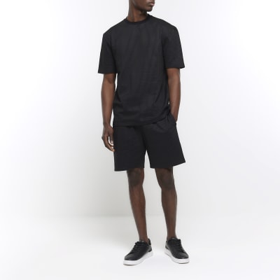 Black regular fit seersucker t-shirt | River Island