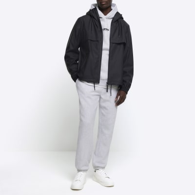 Black regular fit short raincoat jacket | River Island