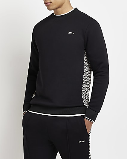 Black Regular fit Side check sweatshirt