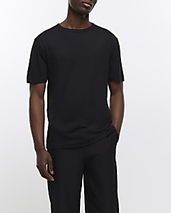 Black regular fit slinky t-shirt