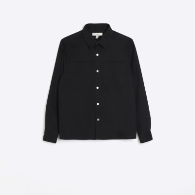 Black regular fit smart overshirt