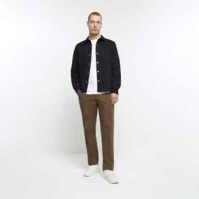 Black regular fit smart overshirt