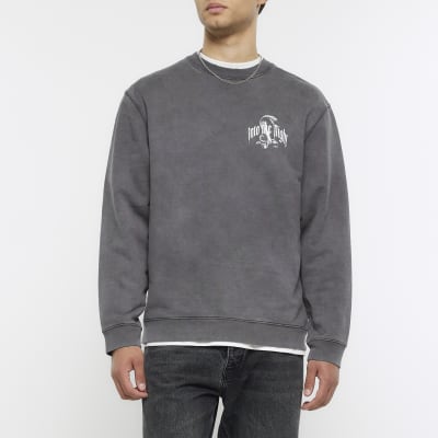 Black regular fit snake graphic sweatshirt | River Island