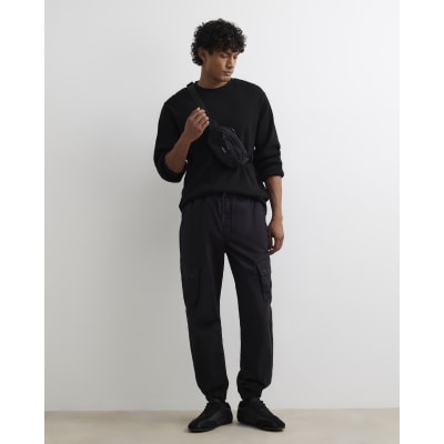 Black Regular Fit Stretch Cargo Trousers