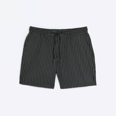 Black regular fit striped shorts | River Island