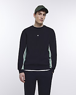 Black regular fit taped sweatshirt