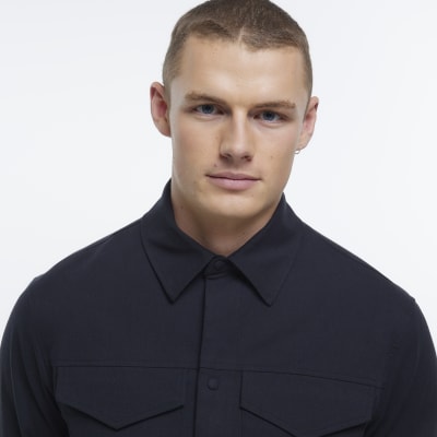 Black regular fit textured western jacket